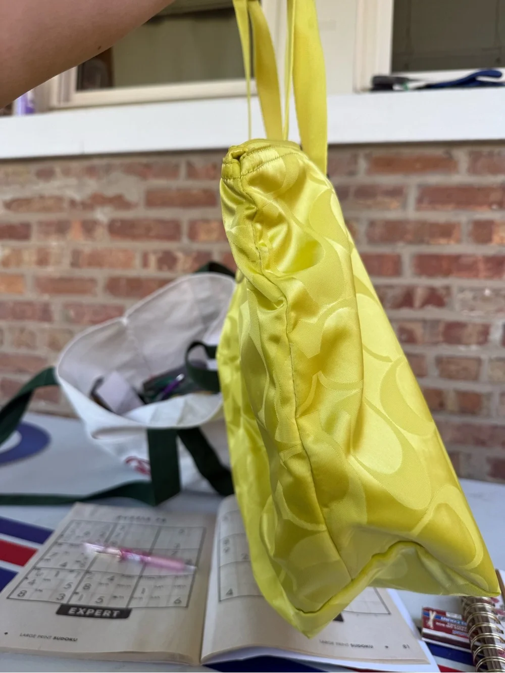 Coach Yellow Green Signature Tote Bag Weekender Travel